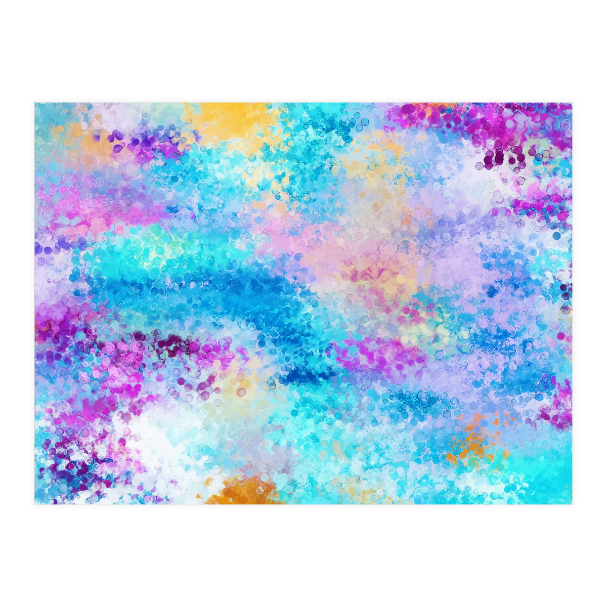 Mixed Emotions, Abstract Blue Colorful Painting, Eclectic Modern Bohemian Shapes Ocean (Print Only)