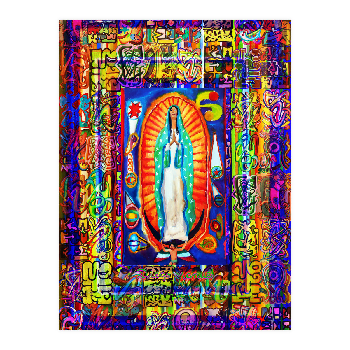 Graffiti Digital 2022 341 and Virgin of Guadalupe (Print Only)
