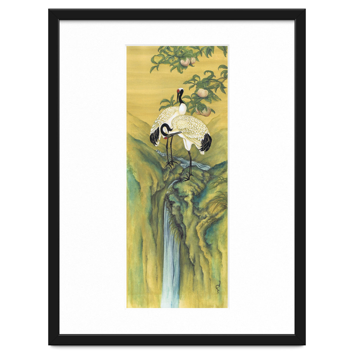 Cranes At The Top Of A Waterfall