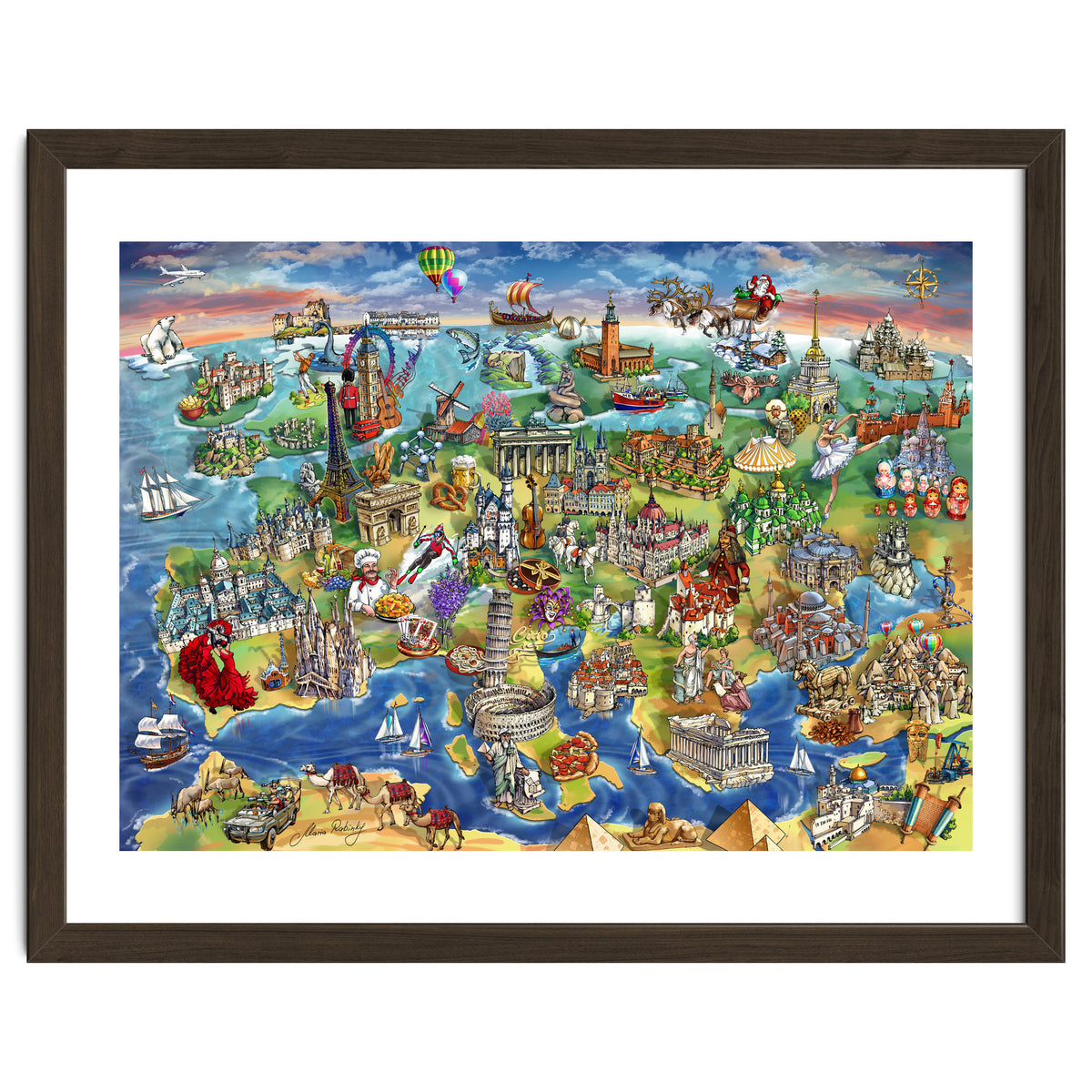 European World Wonders Illustrated Map