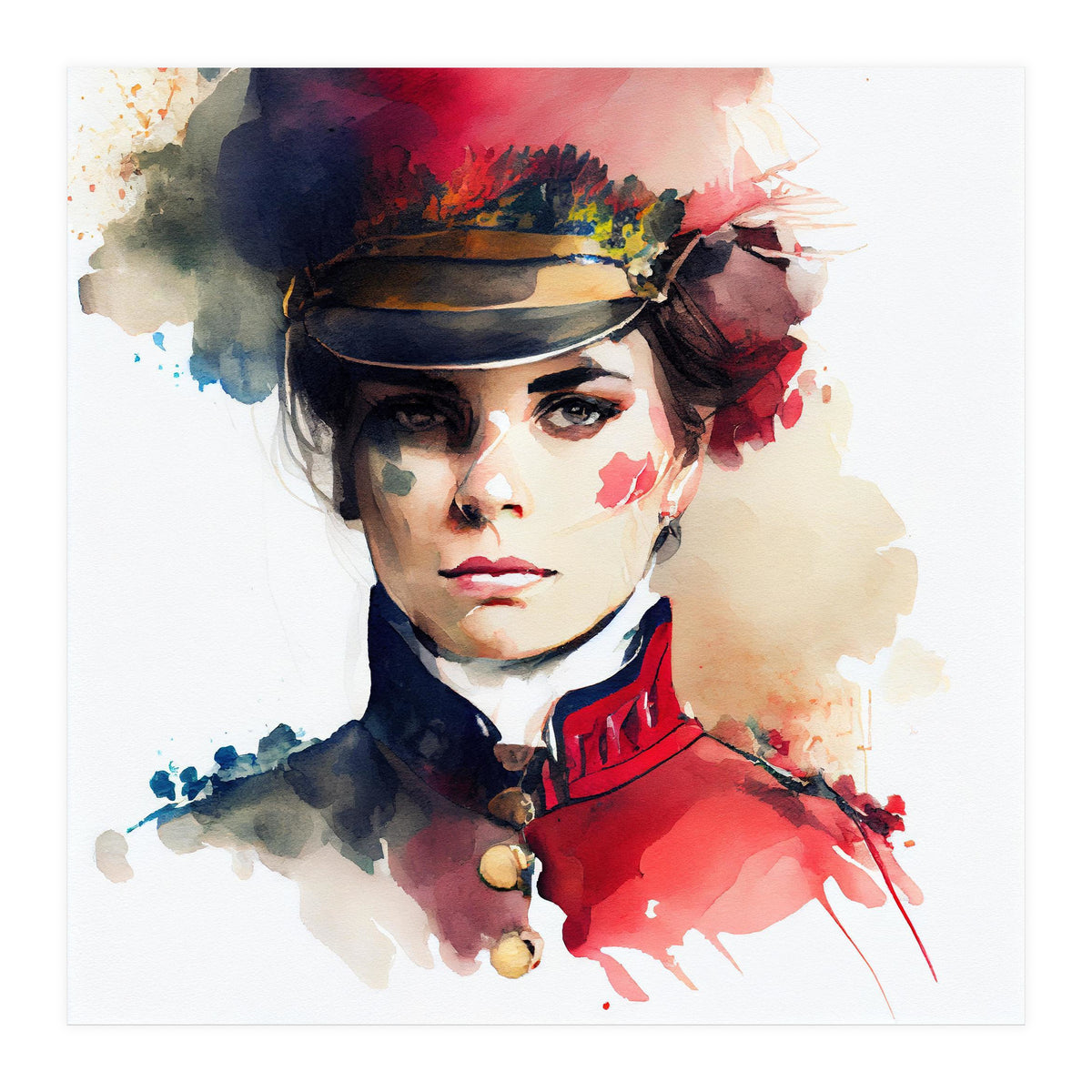 Watercolor Napoleonic Soldier Woman #3 (Print Only)