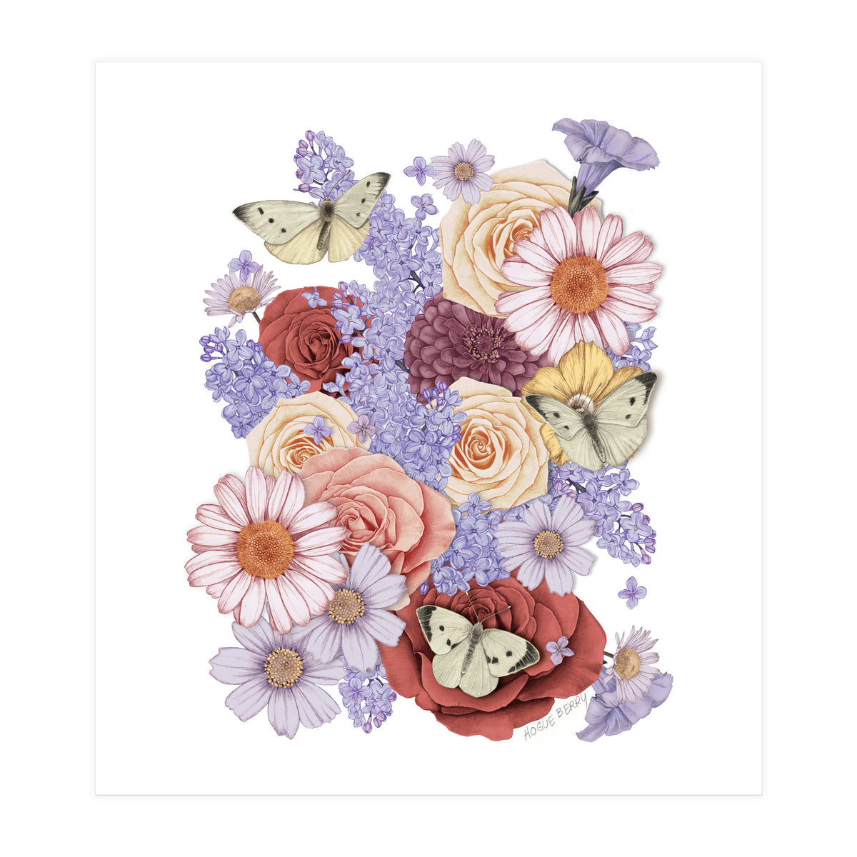 Flowers and Butterflies (Print Only)