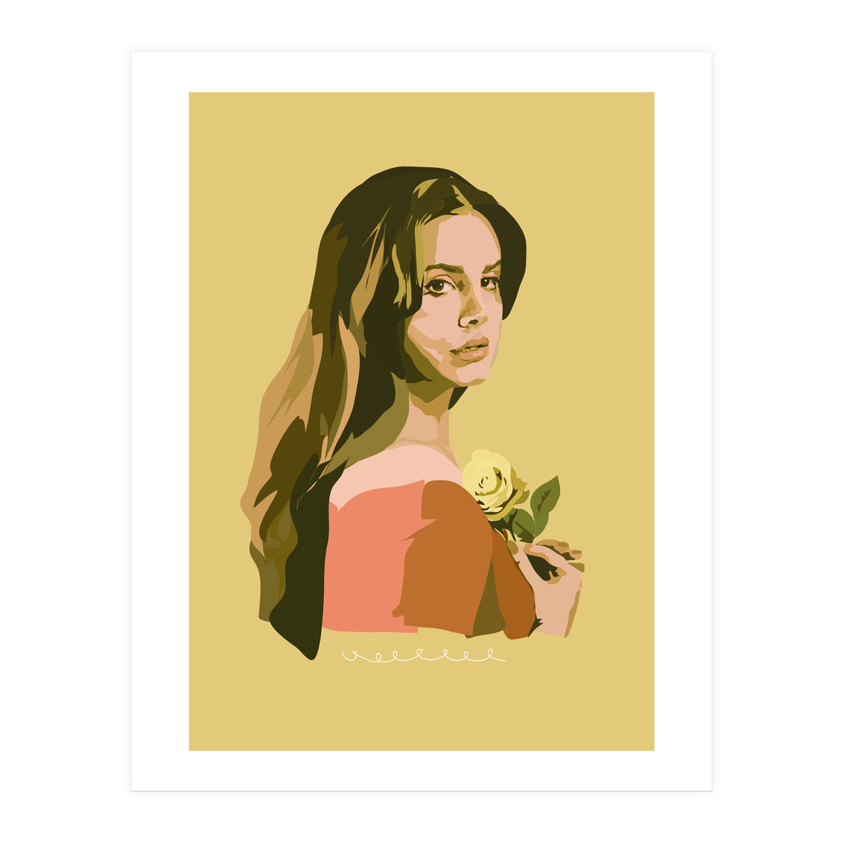 Lana Del Rey With Rose (Print Only)