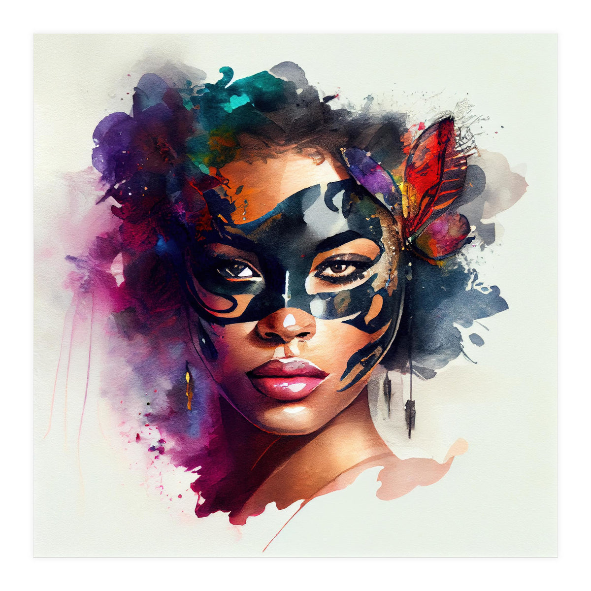 Watercolor Carnival Woman #2 (Print Only)