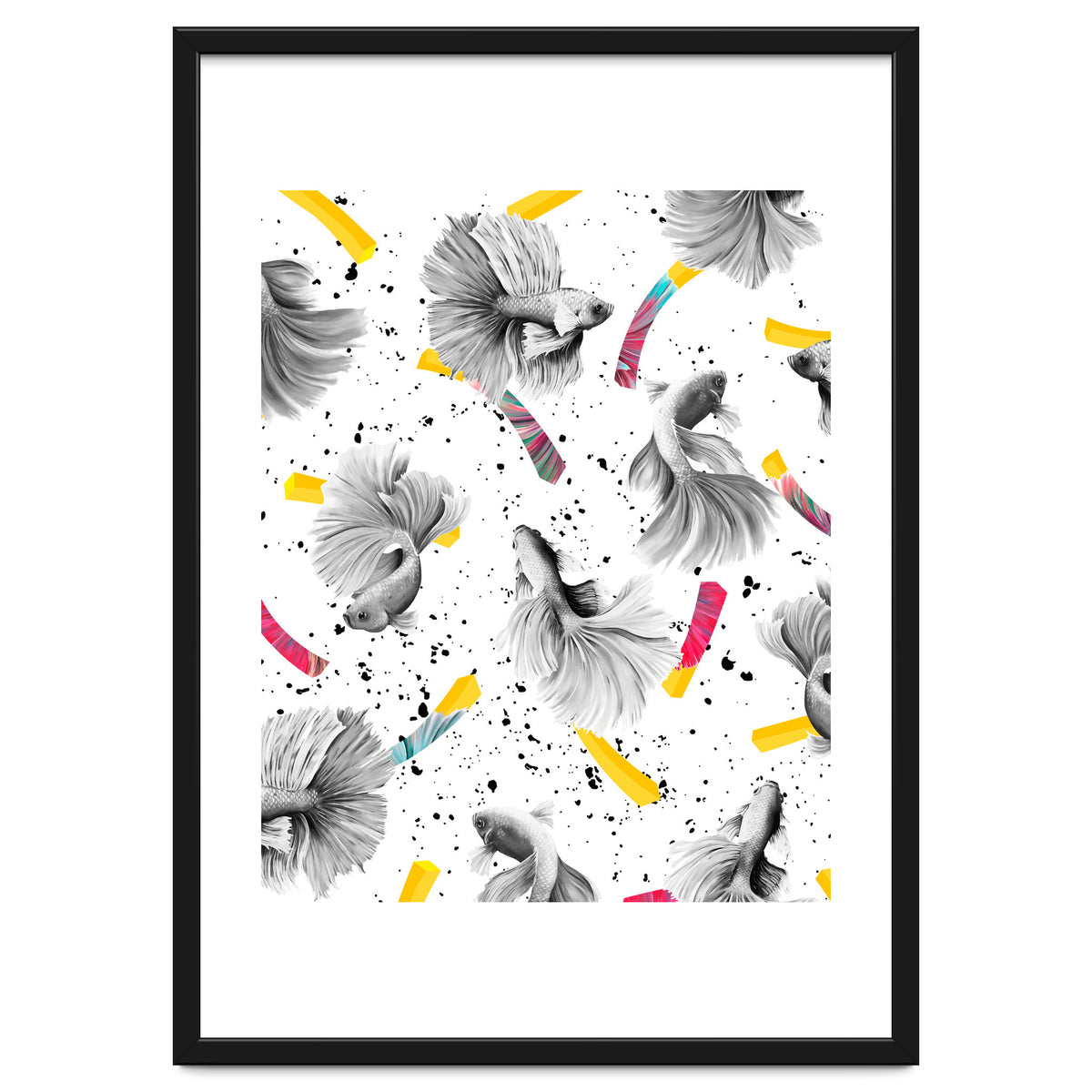 Fish & Chips, Eclectic Quirky Vintage British, French Fries Food Boho Illustration Graphic