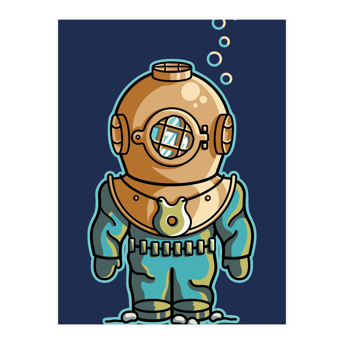 Cute Deep Sea Diver (Print Only)