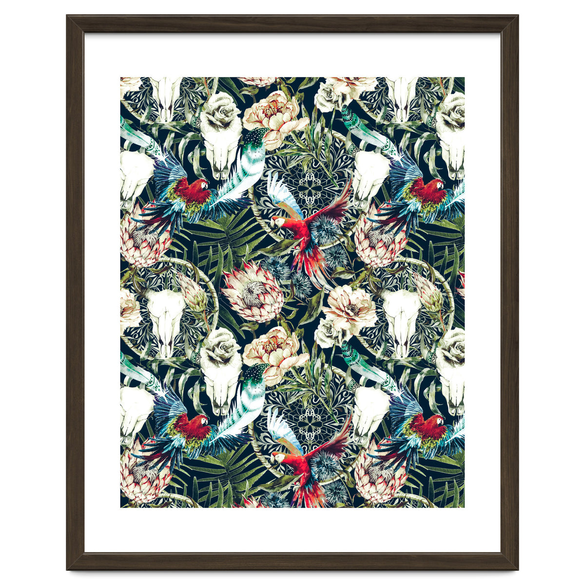 Dark pattern boho skull tropical