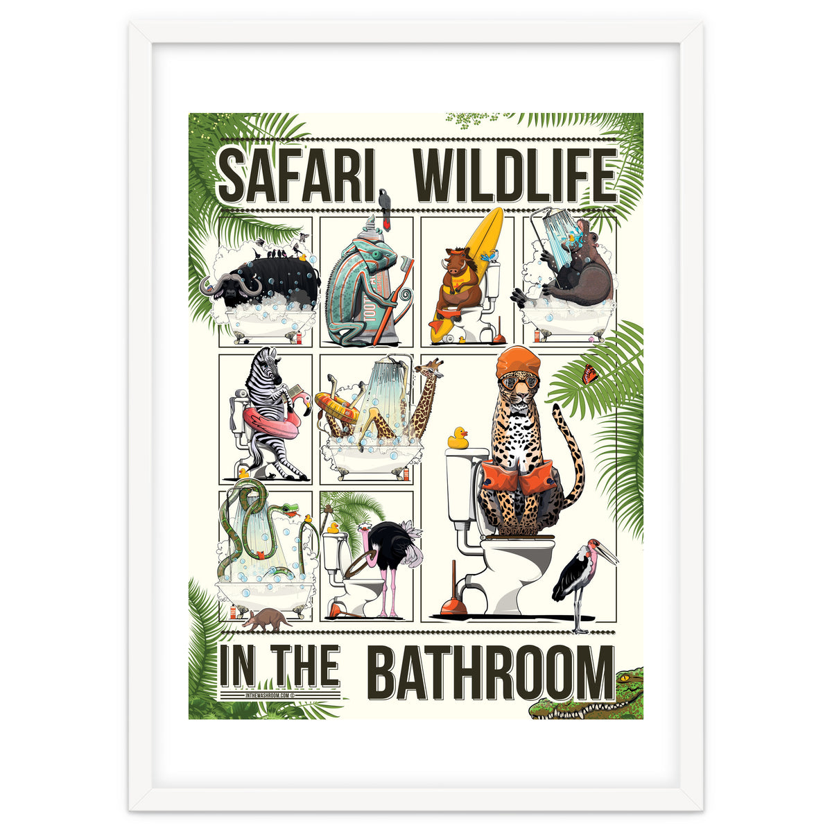 Safari Animals in the Bathroom, funny toilet humour