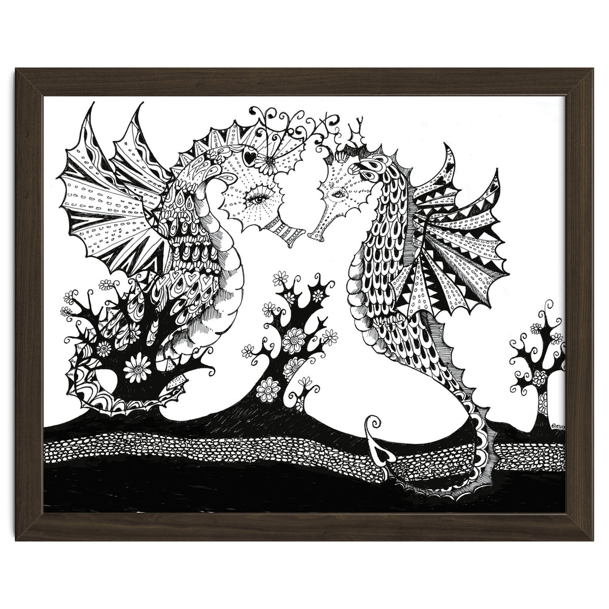 Seahorse Dragons Love Illustration