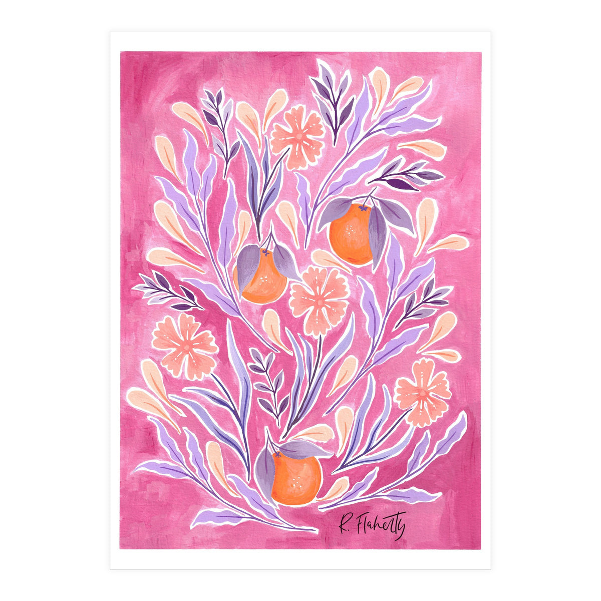 Wild Orange Floral | Pink & Purple (Print Only)