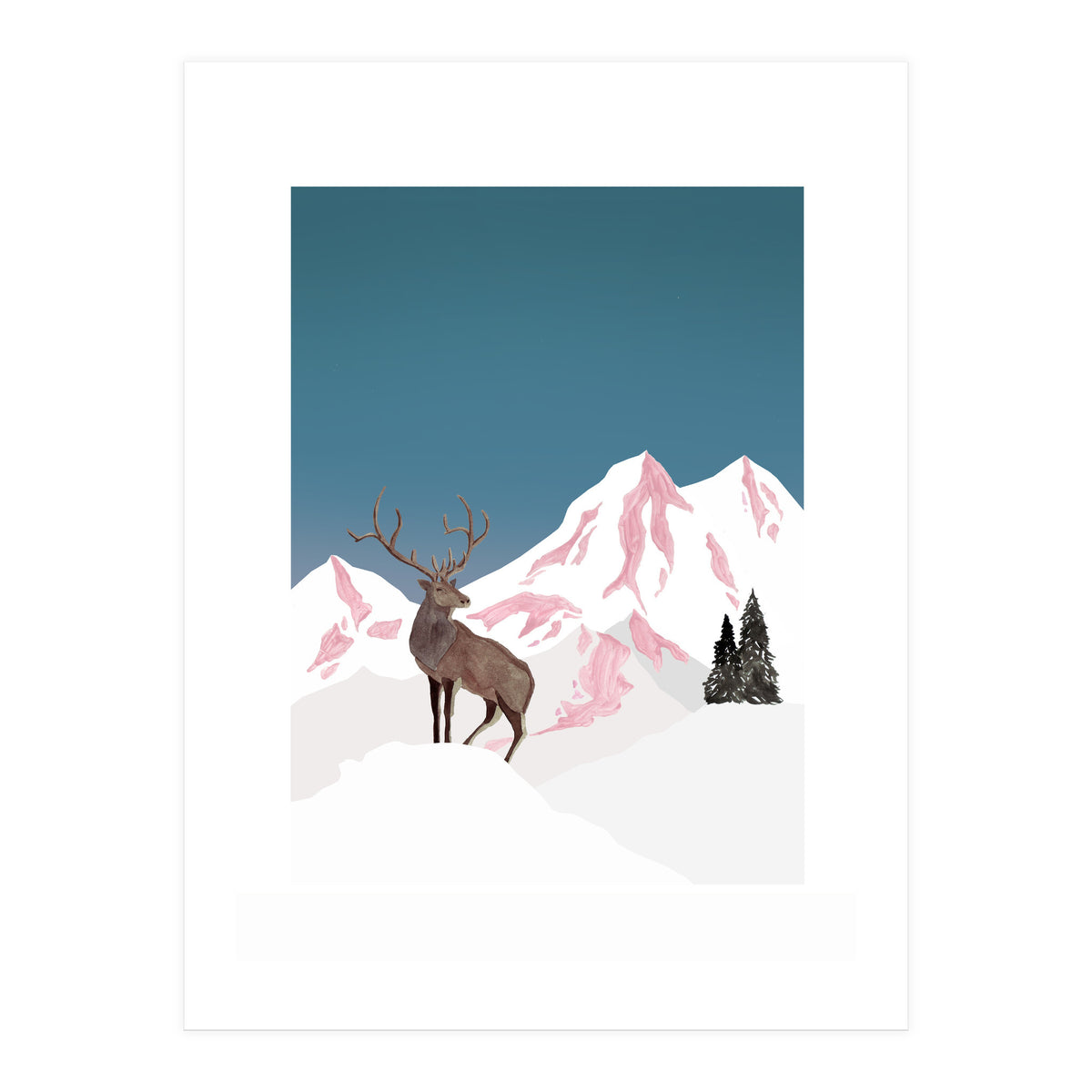 Mountain Love Winter Stag (Print Only)