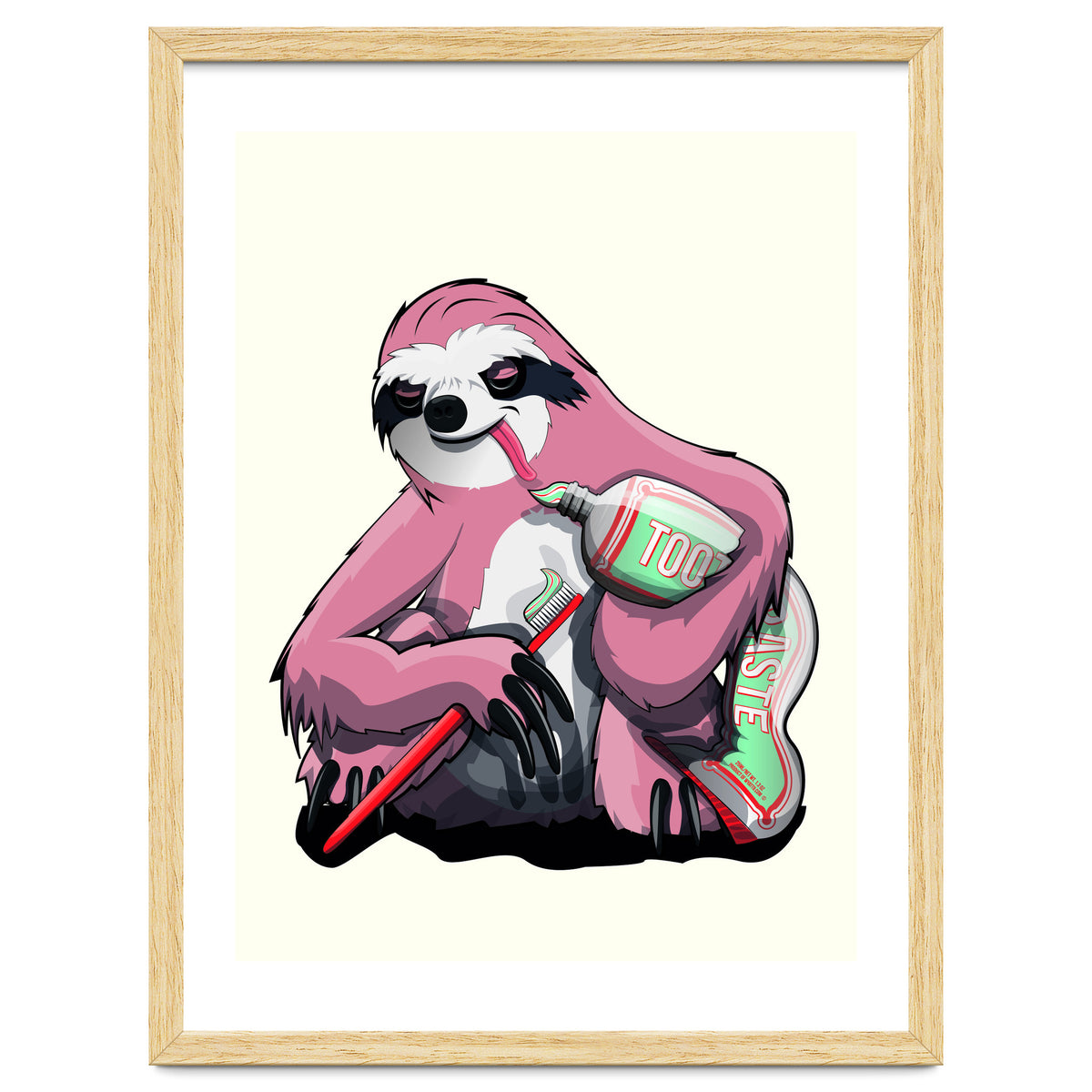 Sloth Brushing Teeth, Funny Bathroom Humour