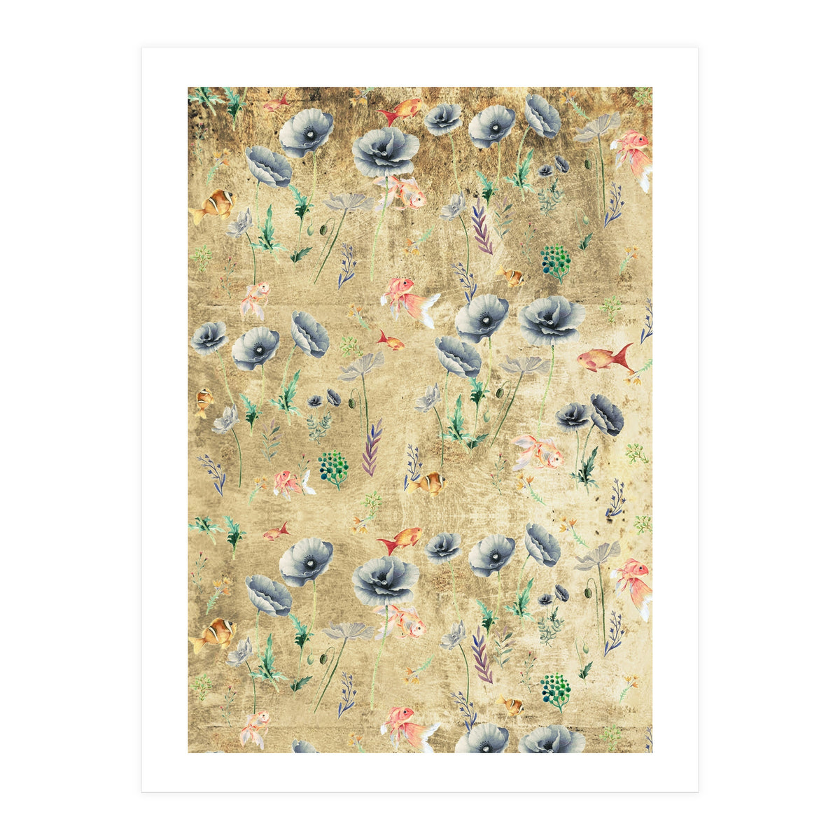 Fishes & Garden #Gold-plated (Print Only)