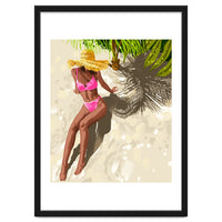 Sky above, sand below, peace within poster, Woman of color fashion black woman on the bikini beach