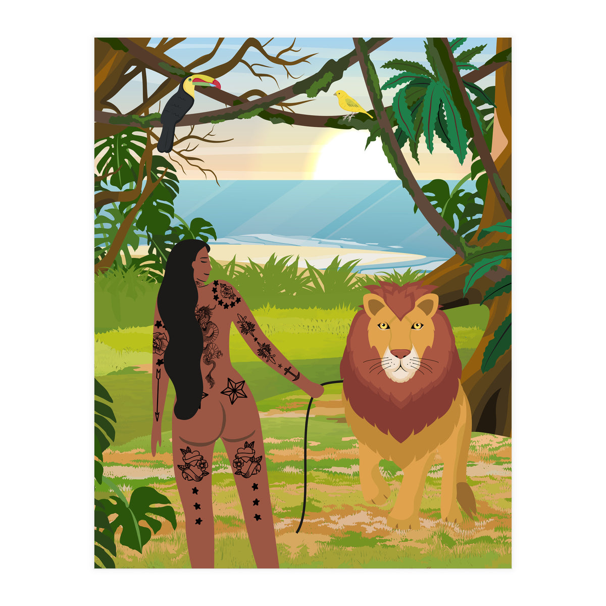 Boho Girl with Lion (Print Only)