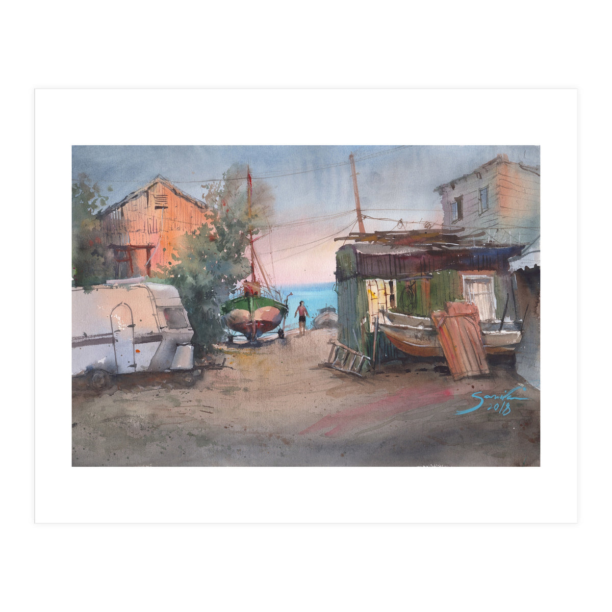 Sunrise on the beach  (Print Only)