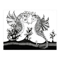 Seahorse Dragons Love Illustration (Print Only)