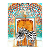 Take Your Stripes Wherever You Go Painting, Zebra Wildlife Architecture, Indian Palace Door Painting  (Print Only) thumbnail