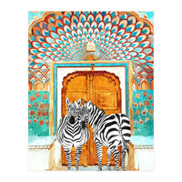 Take Your Stripes Wherever You Go Painting, Zebra Wildlife Architecture, Indian Palace Door Painting  (Print Only)