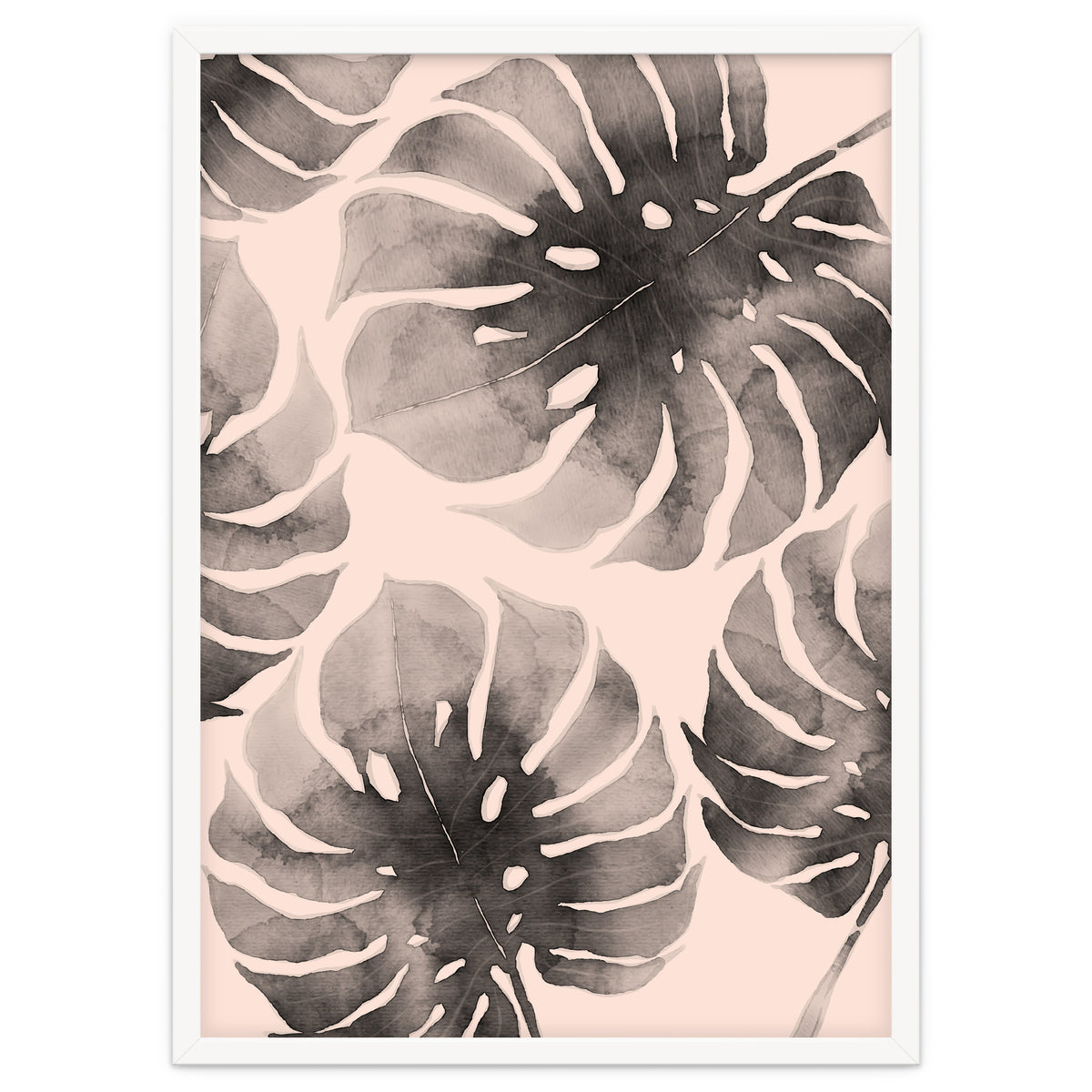 Monstera pink and gray watercolor