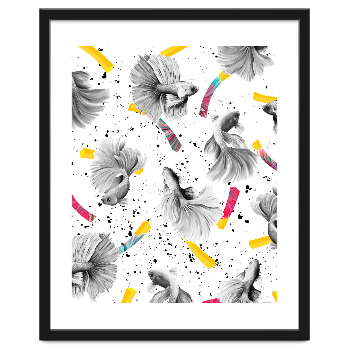 Fish & Chips, Eclectic Quirky Vintage British, French Fries Food Boho Illustration Graphic