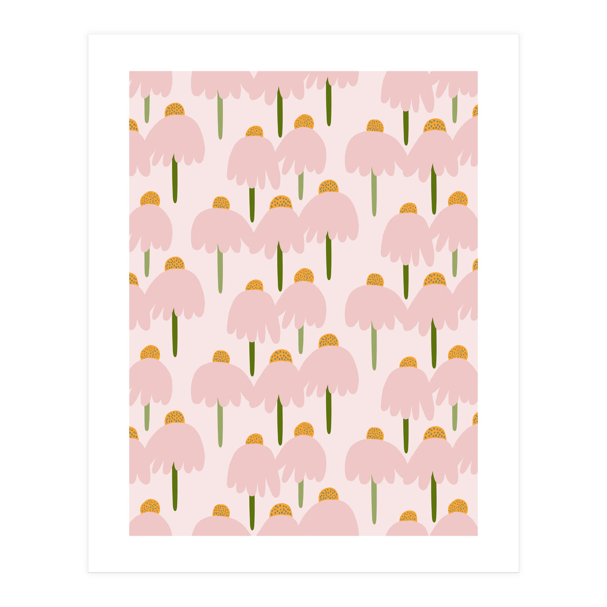 Pastel Pink Flower Pattern  (Print Only)