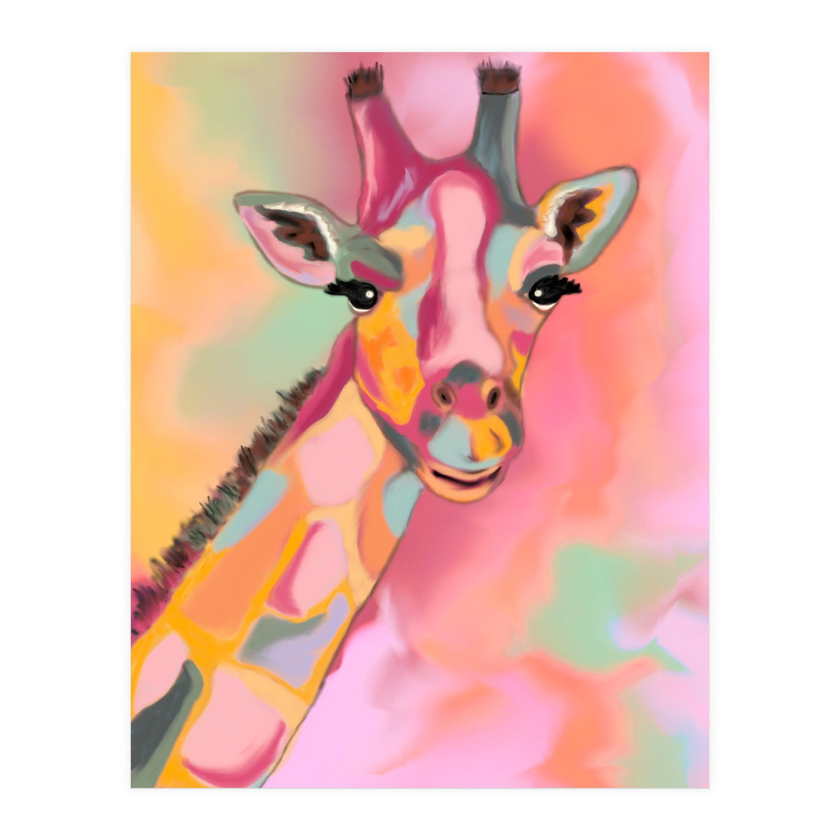 Giraffe Reaching the Rainbow (Print Only)
