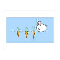 Kawaii Cute Rabbit With Carrots (Print Only)