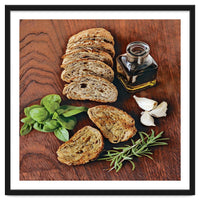 Bread, rosemary, basil and olive oil