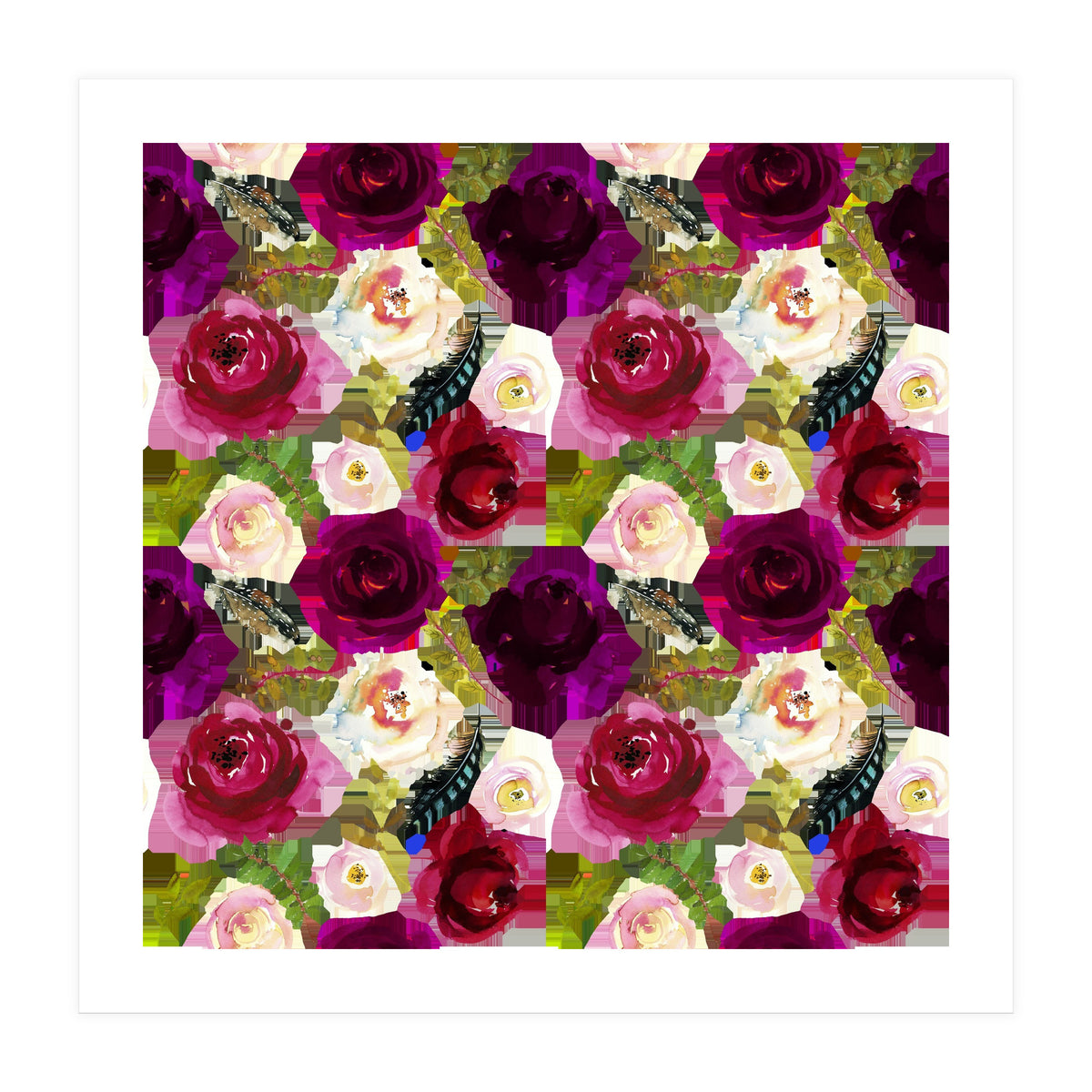 Water Colour Rose Pattern (Print Only)