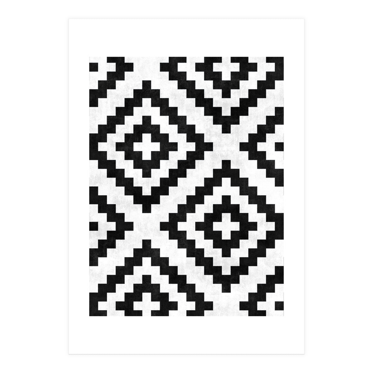 Urban Tribal Pattern No.18 - Aztec - Black and White Concrete (Print Only)