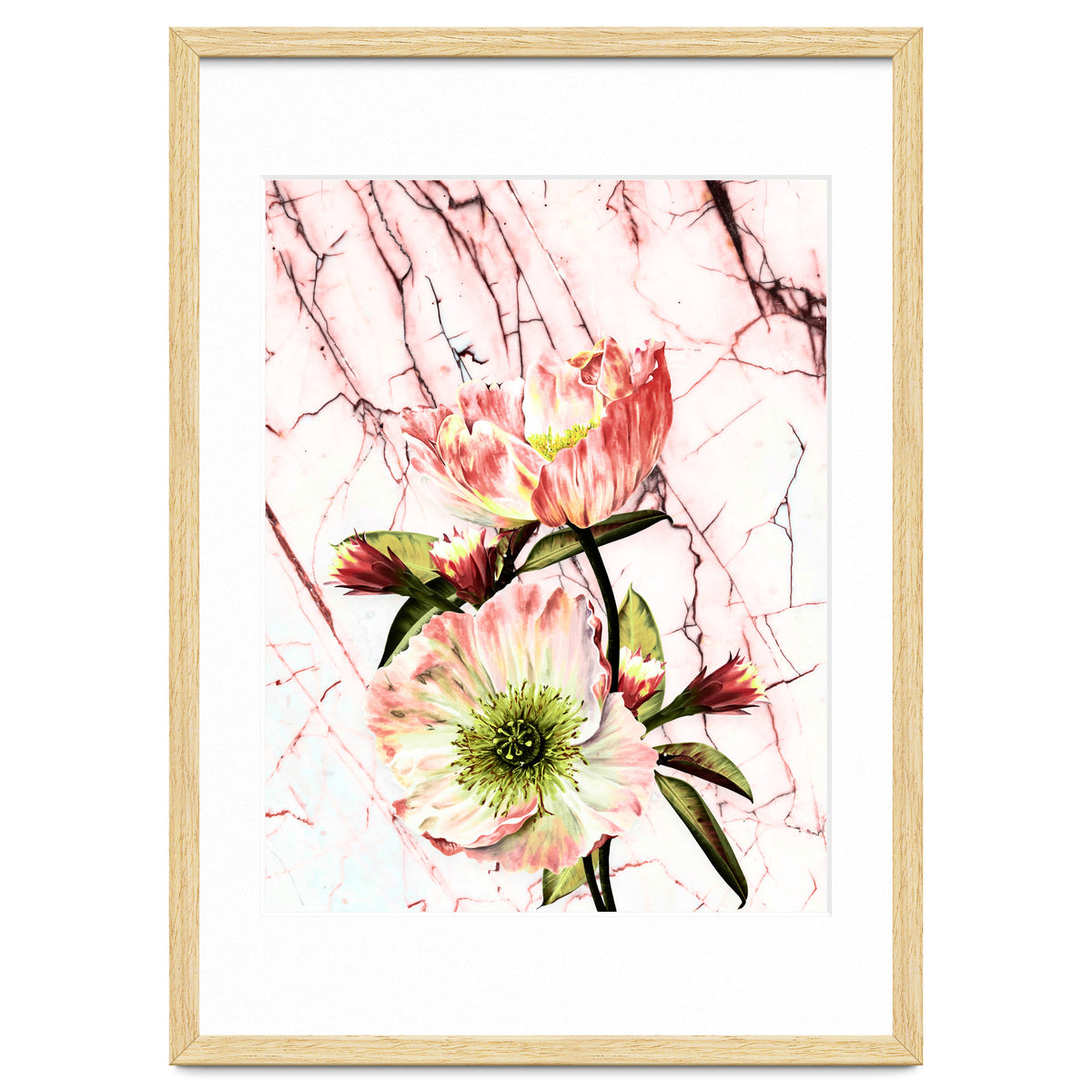 Flowering on pink marble