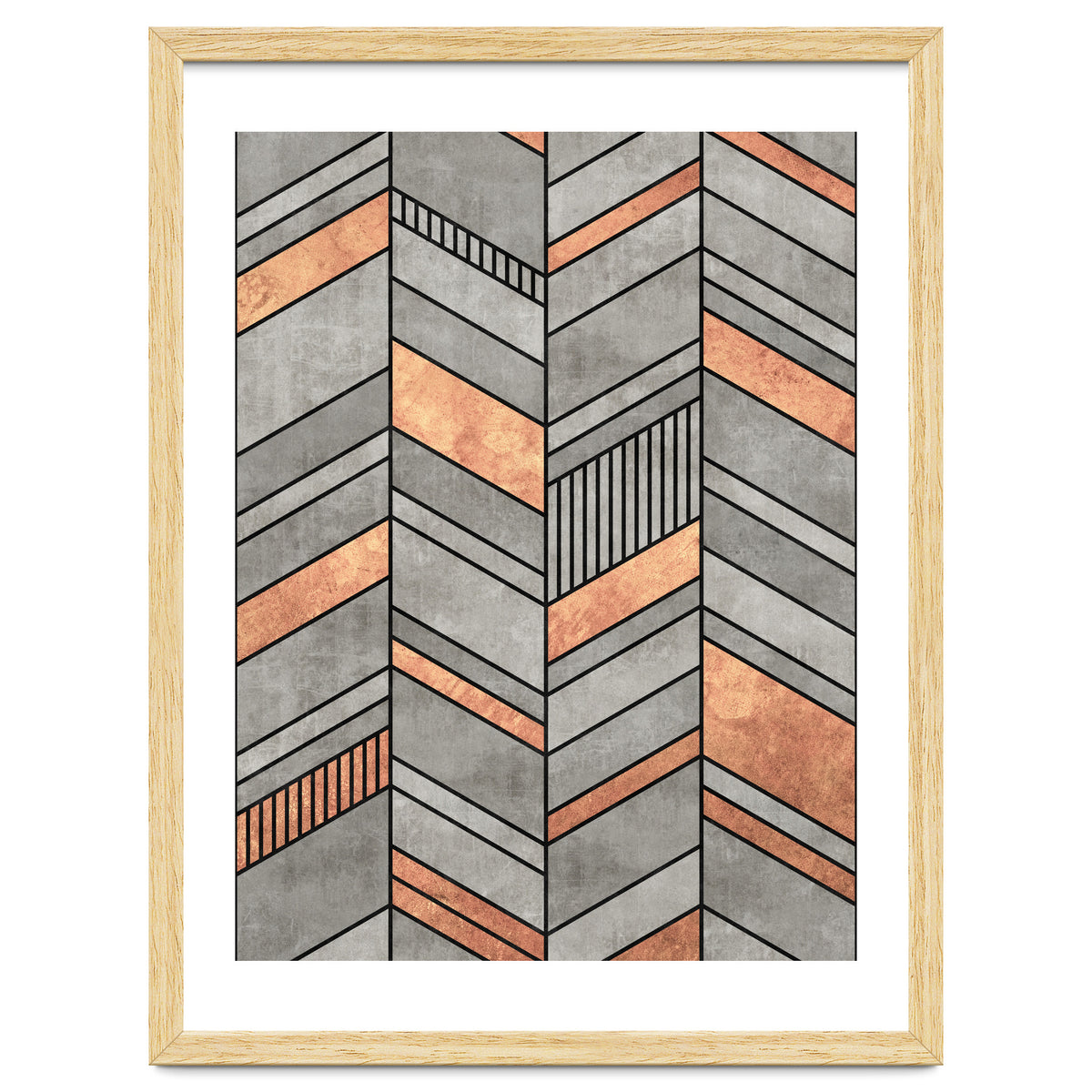 Abstract Chevron Pattern - Concrete and Copper