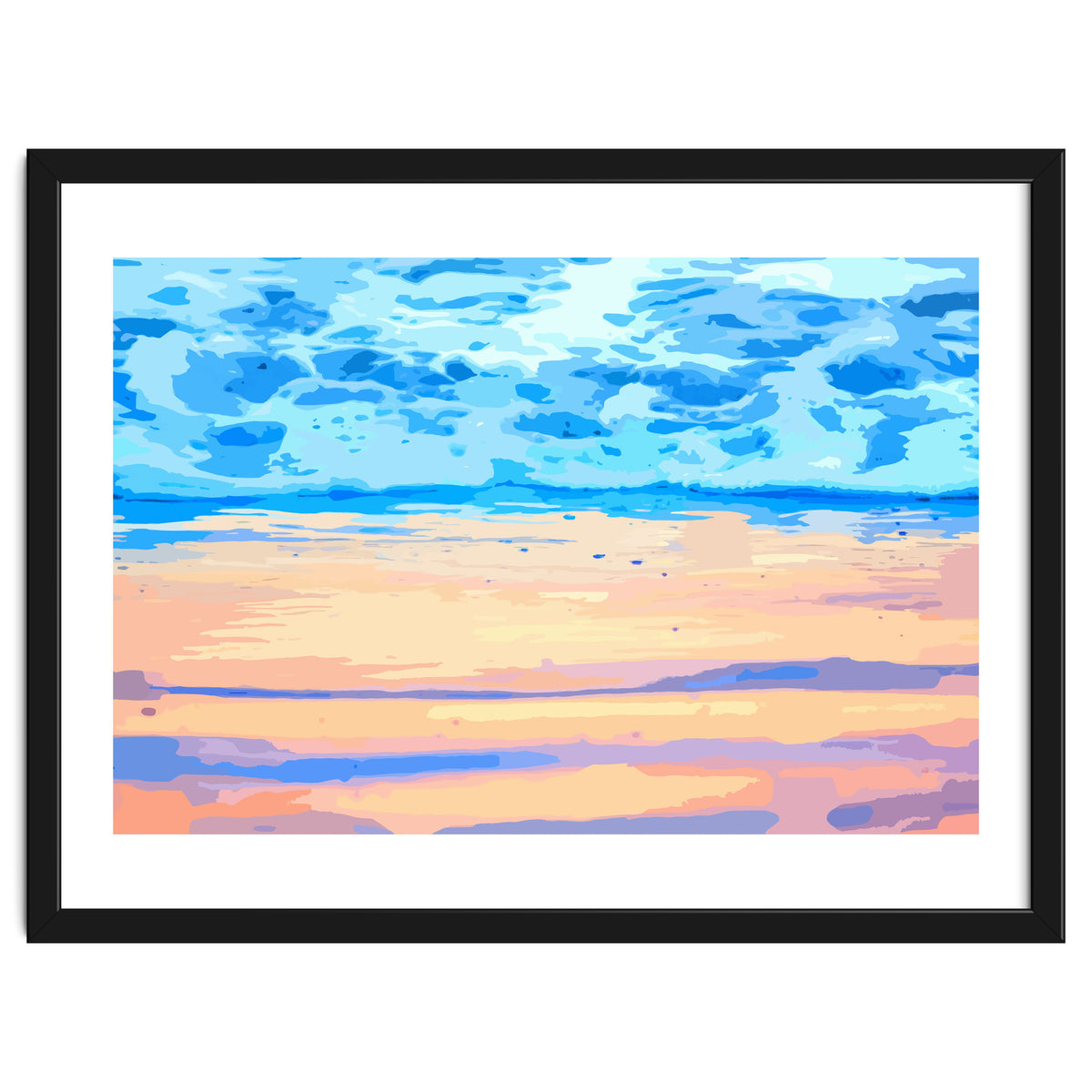 Sunset On The Shore | Beach Pastel Scenic Nature | Sea Ocean Landscape Painting