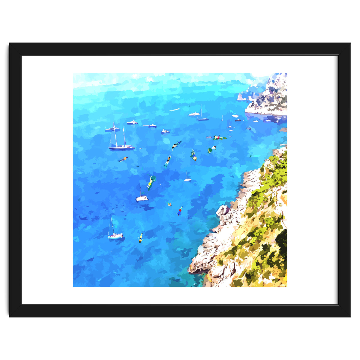 Capri Islands | Tropical Travel Summer Island | Ocean Sea Beach Swim Sail Painting