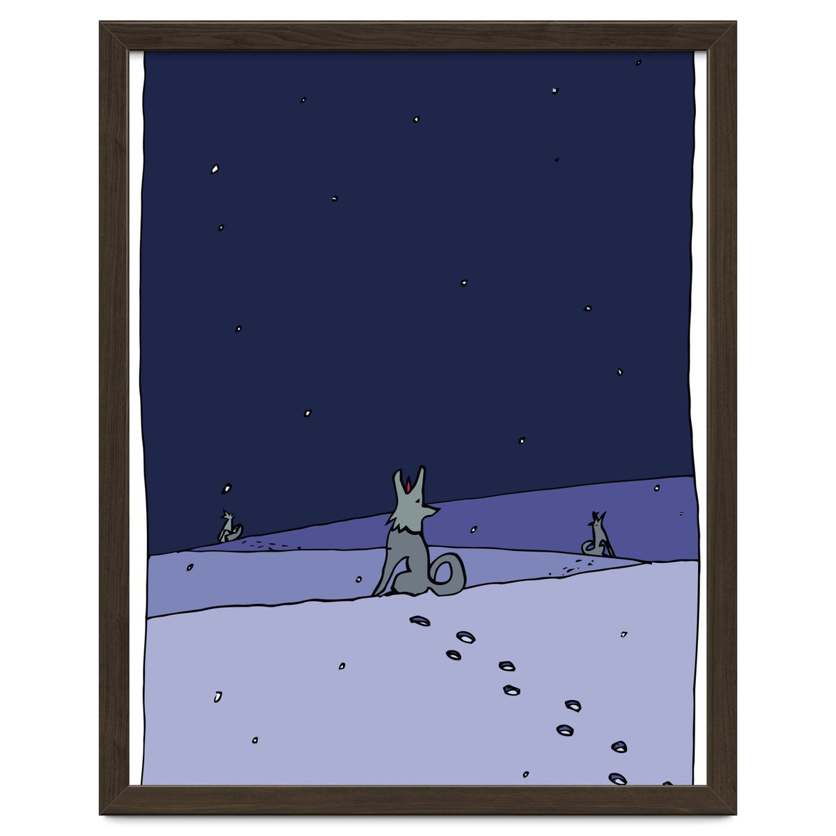 Dogs in Winter Night