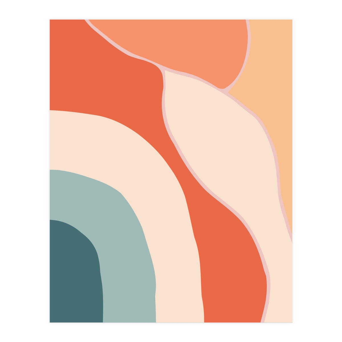 Rainbow Retro Wavy Lines (Print Only)