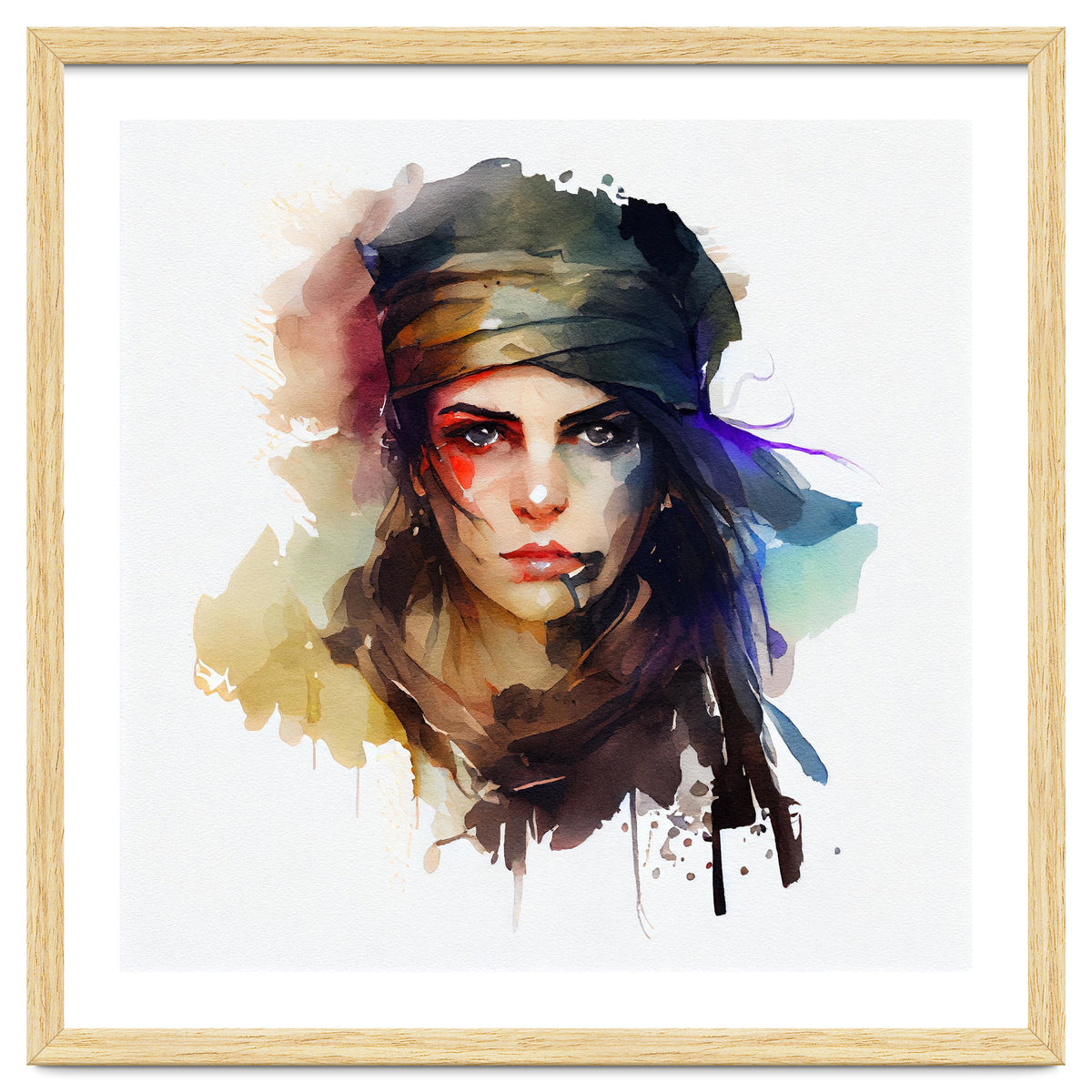 Watercolor Pirate Woman #1