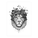 Floral Lion Bw (Print Only) thumbnail