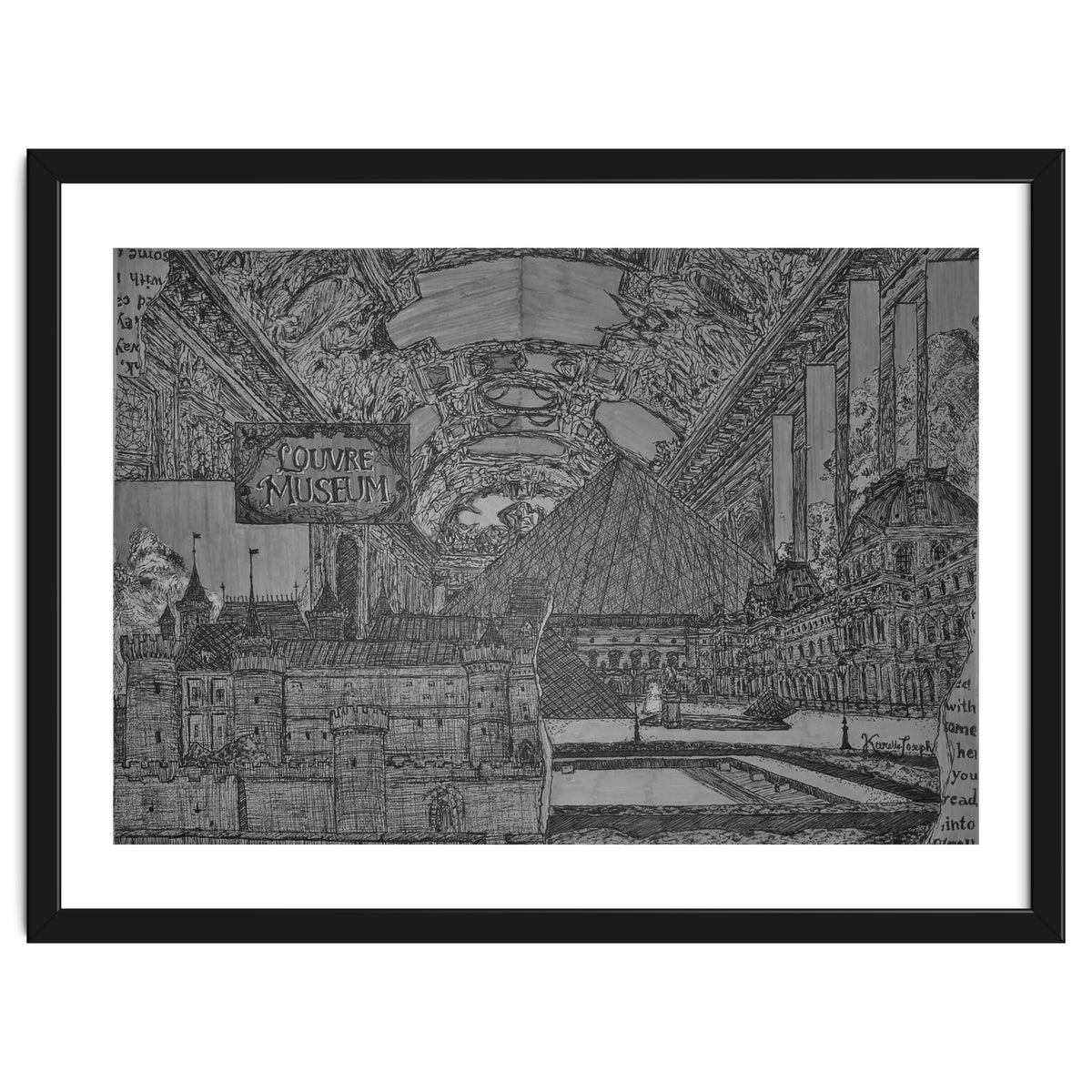 Louvre Museum B&W