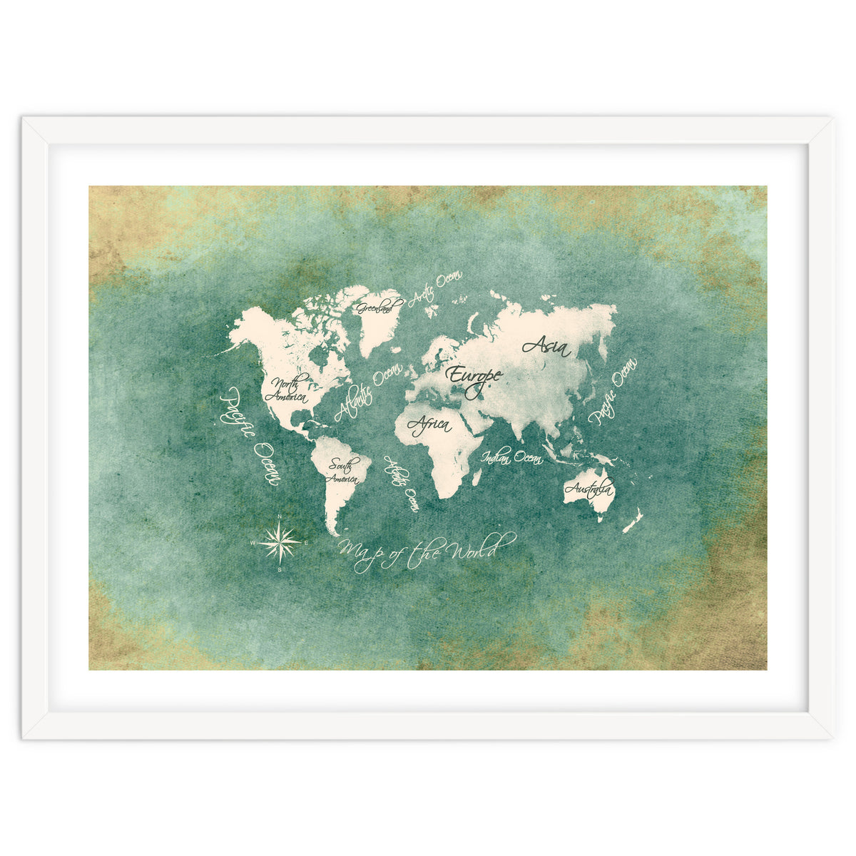 World Map White Green