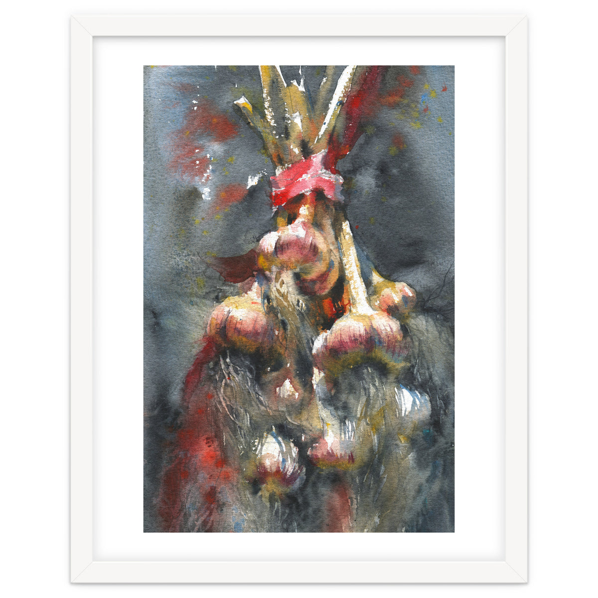 Garlic. Still-life  watercolor painting