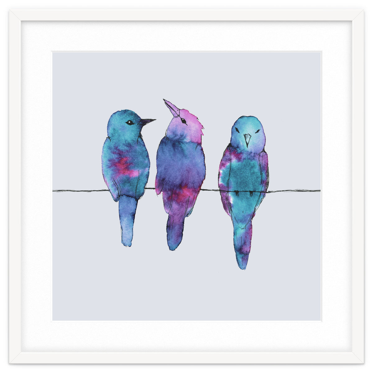 Three birds on a wire