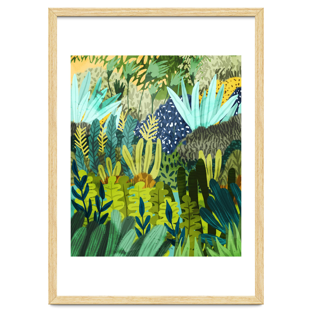 Wild Jungle Painting, Forest Dark Botanical Nature, Plants Tropical Eclectic Modern Illustration