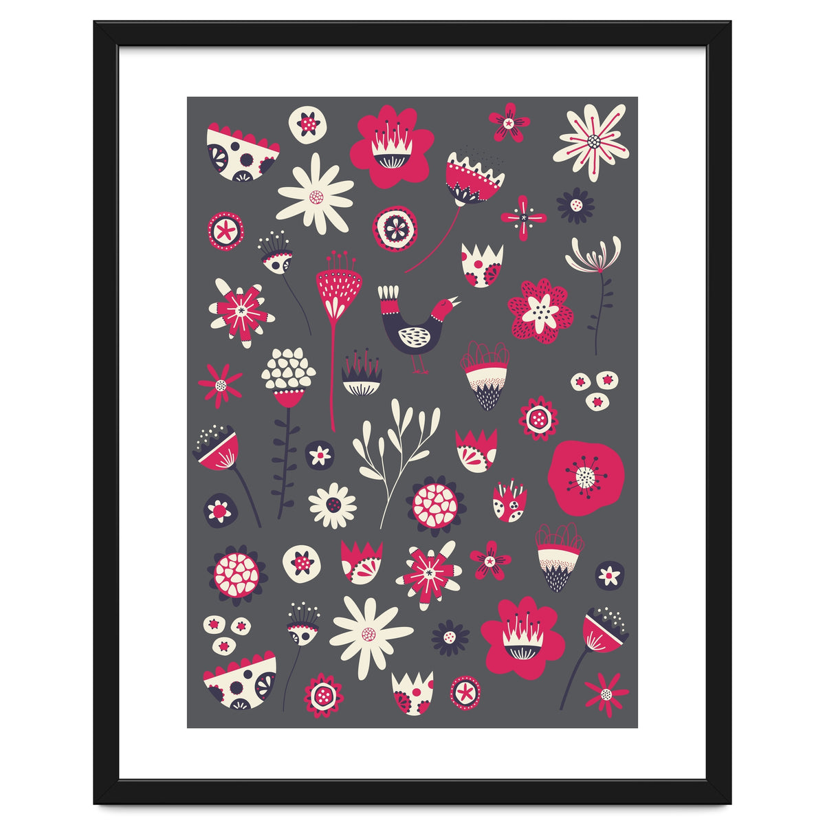 Spring Folk Floral Grey