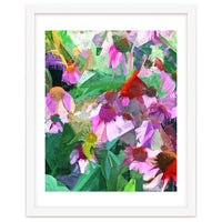 The Memory of Spring, Crosshatch Botanical Floral Painting, Plants Garden Meadow, Flowers Nature Digital Illustration