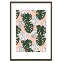 Hand drawing monstera pastel color