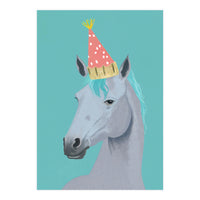Horse with Party Hat Portrait  (Print Only)