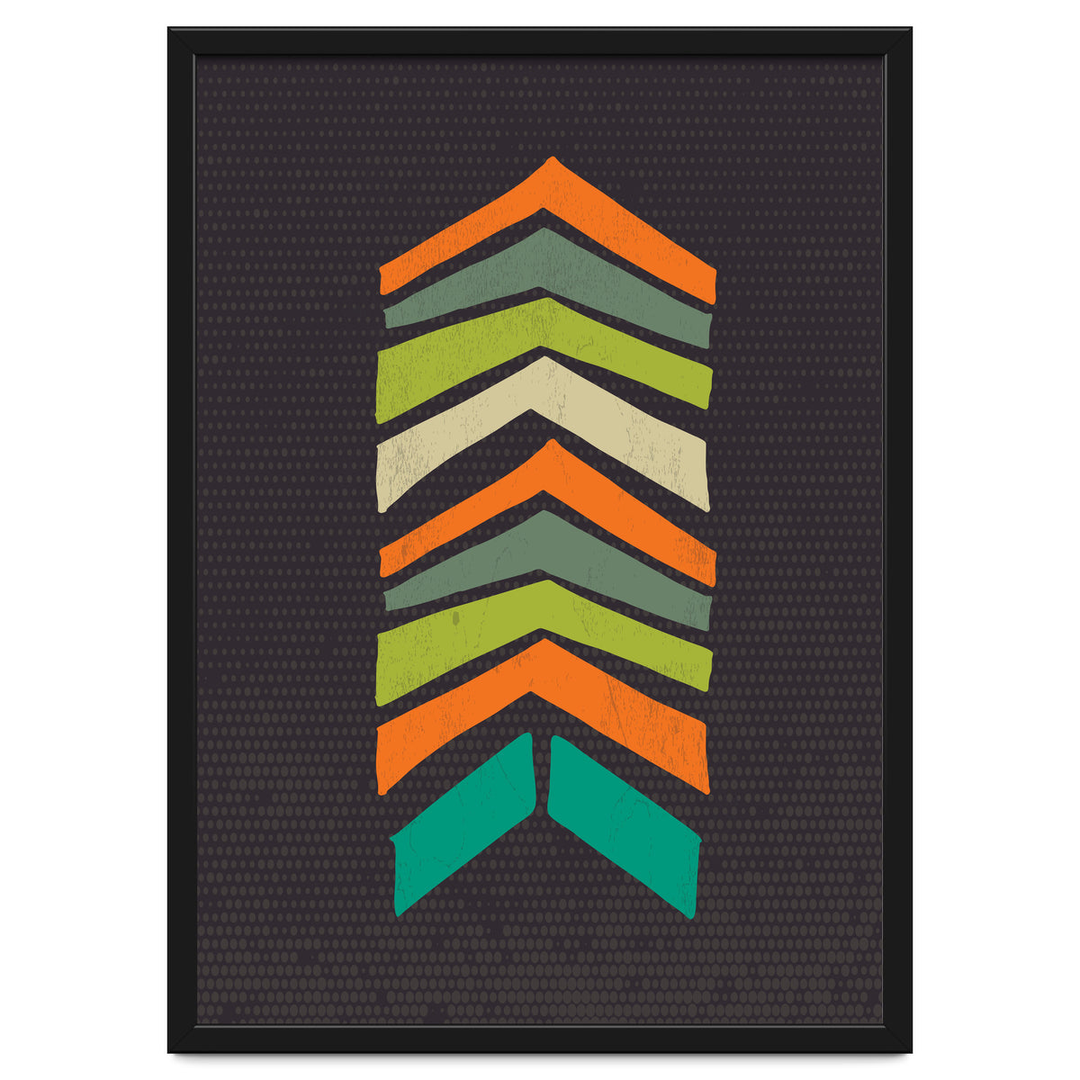 Retro Chevron Print Orange Teal Variation