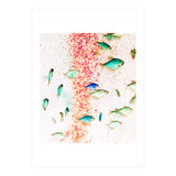 Something Fishy, Pink Bubbles & Blue Green Fish Graphic Design Digital Eclectic Surrealism (Print Only) thumbnail